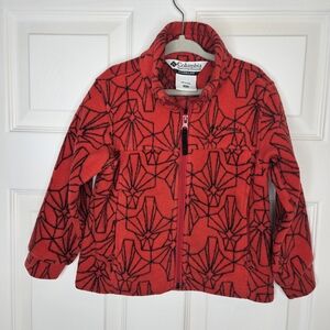 Columbia Boys Full-Zip Fleece Jacket Red Black Size 4T Kids Cozy Sweater
